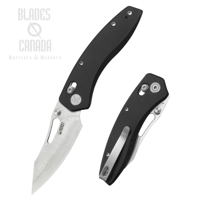 Kubey Caiman Crossbar Lock Folding Knife, San Mai M2 Satin, G10 Black, KU421A