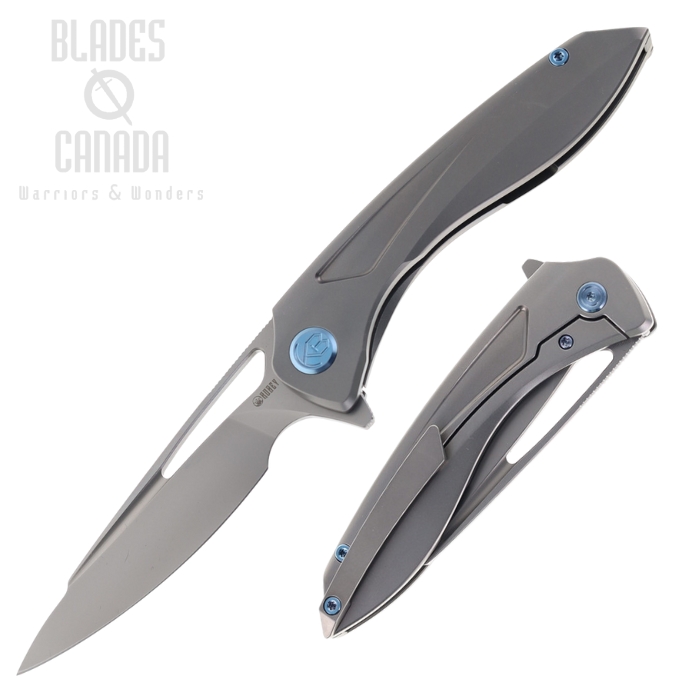 Kubey Velocé Flipper Framelock Knife, S90V Sandblast, Titanium Grey, KB171J