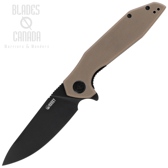 (image for) Kubey Nova Flipper Folding Knife, D2 Black, G10 Tan, KU117K