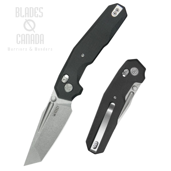 Kubey Carve Crossbar Lock Folding Knife, 14C28N Steel, G10 Black, KU237A