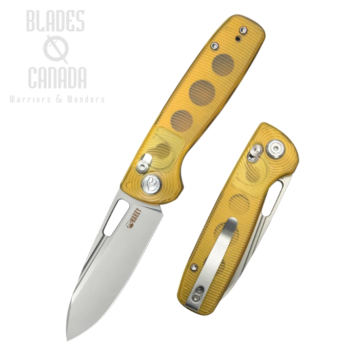 Kubey Bluff Axis Lock Folding Knife, 14C28N Sandblast, Ultem Handle, KU248E