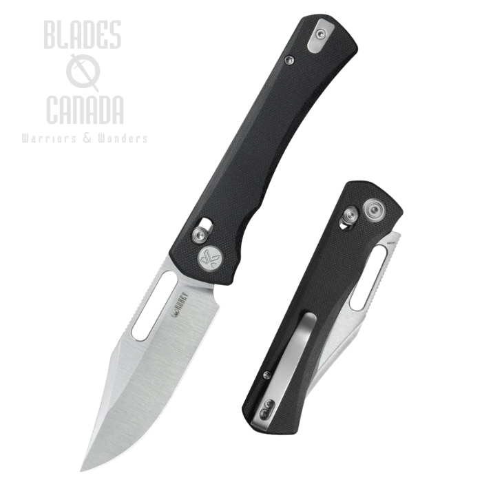 Kubey TBO Crossbar Lock Folding Knife, 14C28N Steel, G10 Black, KU396A