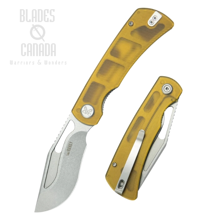 Kubey Gurkha EDC Folding Knife, 14C28N Steel, Ultem Handle, KU397C