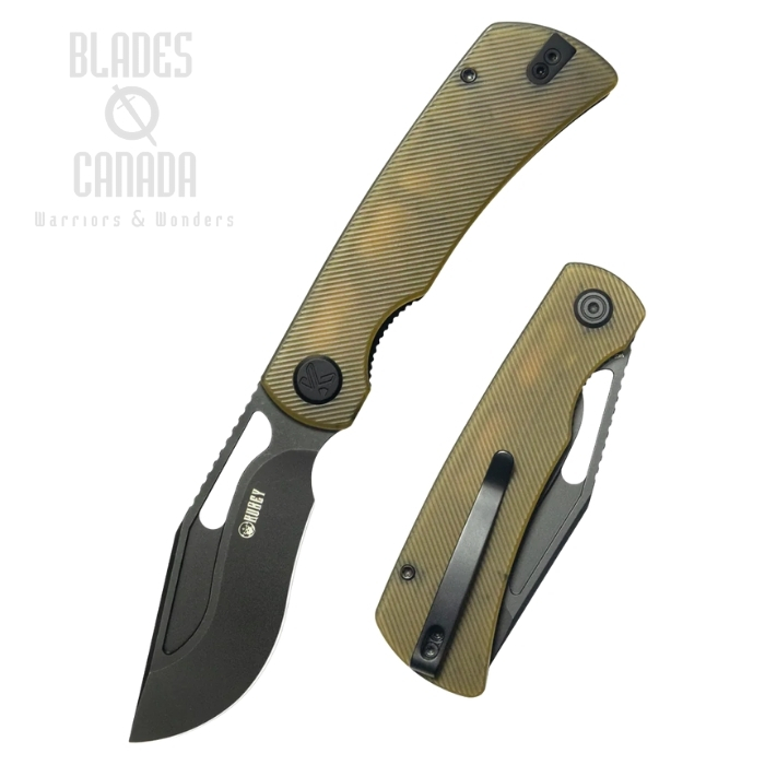 Kubey Gurkha EDC Folding Knife, 14C28N Blackwash, Ultem Handle, KU397D