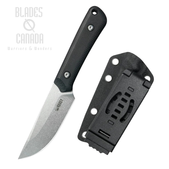 Kubey Thorn Fixed Blade Knife, 14C28N Steel, G10 Black, Kydex Sheath, KU413A