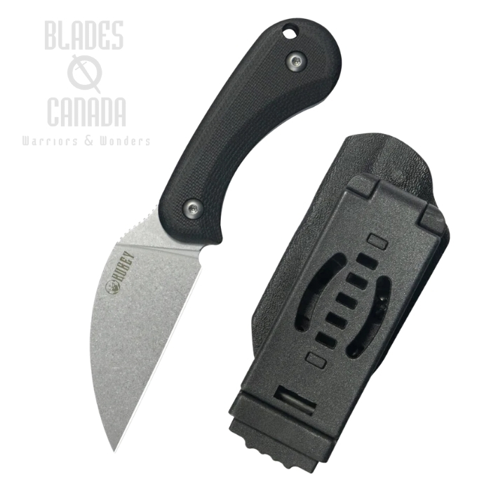 Kubey Pixie Fixed Blade Knife, 14C28N Steel, G10 Black, Kydex Sheath, KU424A