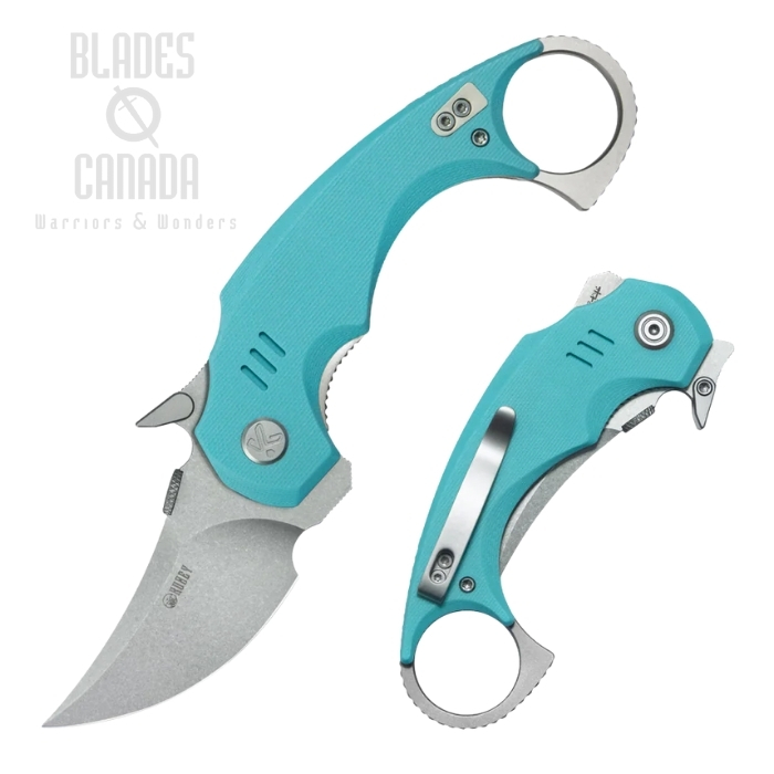 Kubey Jaw Pikal Flipper Folding Knife Steel, 14C28N, G10 Tiffany Blue, KU440B