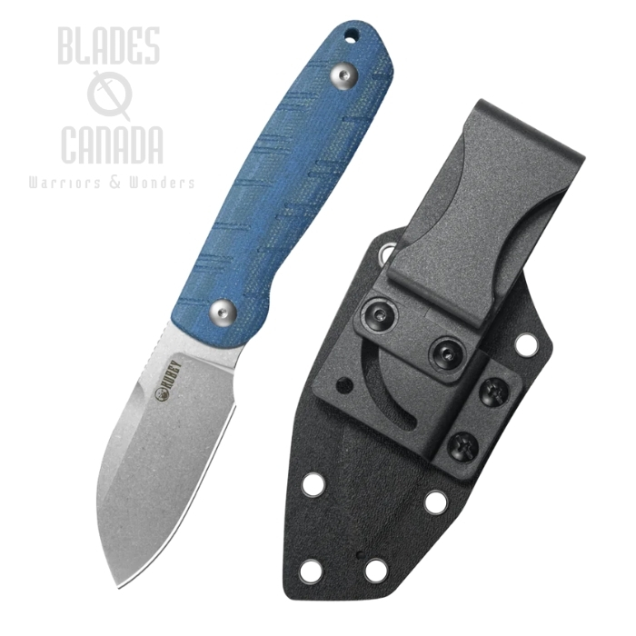 Kubey Microburst Fixed Blade Knife, 14C28N Steel, Micarta Blue, KU455A