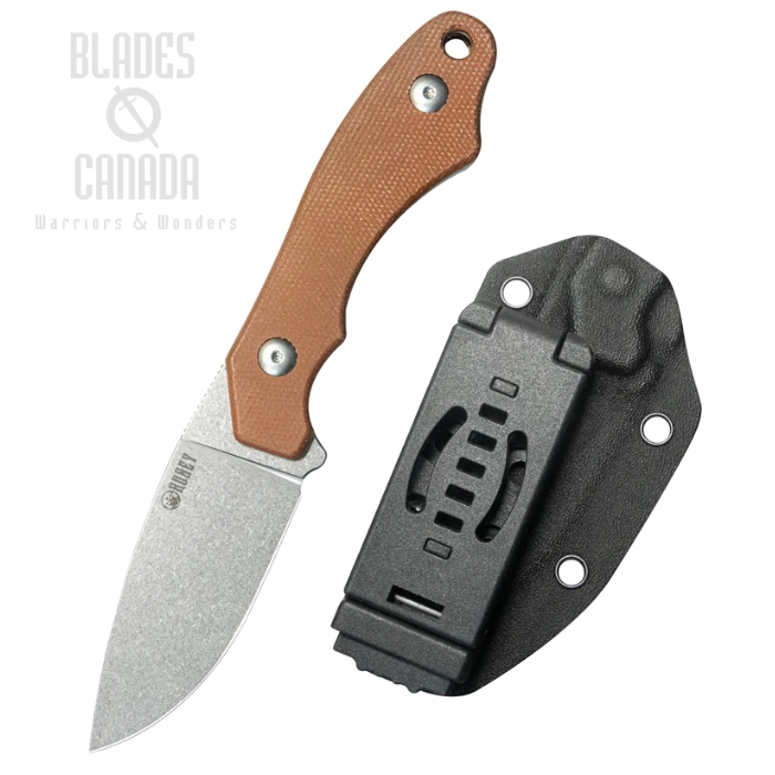 Kubey TLB I Fixed Blade Knife, 14C28N Steel, Micarta Brown, Kydex Sheath, KU467C