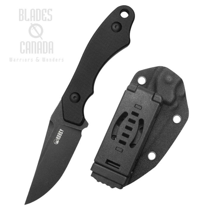 Kubey TLB II Fixed Blade Knife, 14C28N Blackwash, G10 Black, Kydex Sheath, KU468B