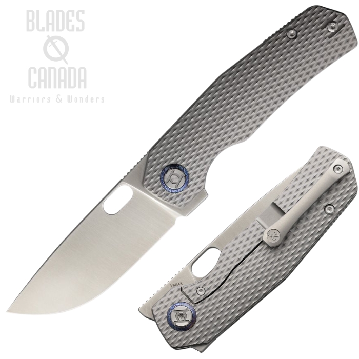 (image for) Kunwu Tao III Flipper Framelock Knife, Vanax Satin, Titanium Diamond Texture, K703LT1A