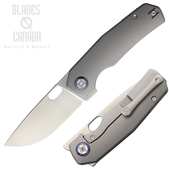 (image for) Kunwu Tao III Flipper Framelock Knife, Vanax Satin, Titanium Orange Peel, K703LT2A