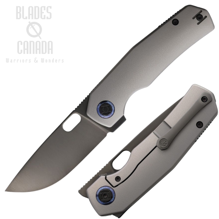(image for) Kunwu Tao III Flipper Framelock Knife, Vanax Black, Titanium Orange Peel, K703LT2R