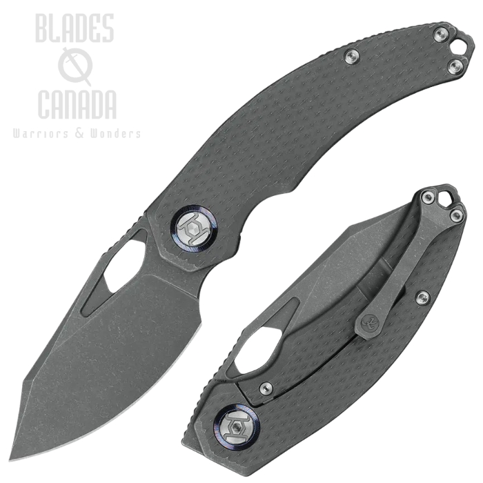 Kunwu Compadre Framelock Folding Knife, Vanax Stonewash, Titanium Diamond Texture, K706CT1