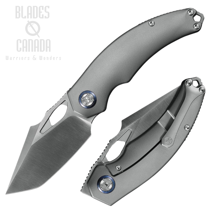 (image for) Kunwu Poon Padre Framelock Folding Knife, S90V Satin, Titanium Grey Orange Peel, K706TO-T2A