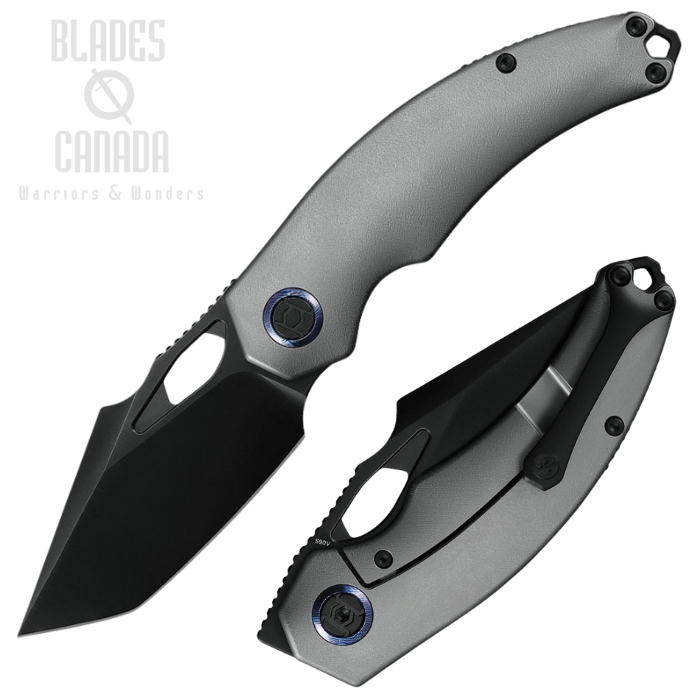 (image for) Kunwu Poon Padre Framelock Folding Knife, S90V Black, Titanium Grey Orange Peel, K706TO-T2R