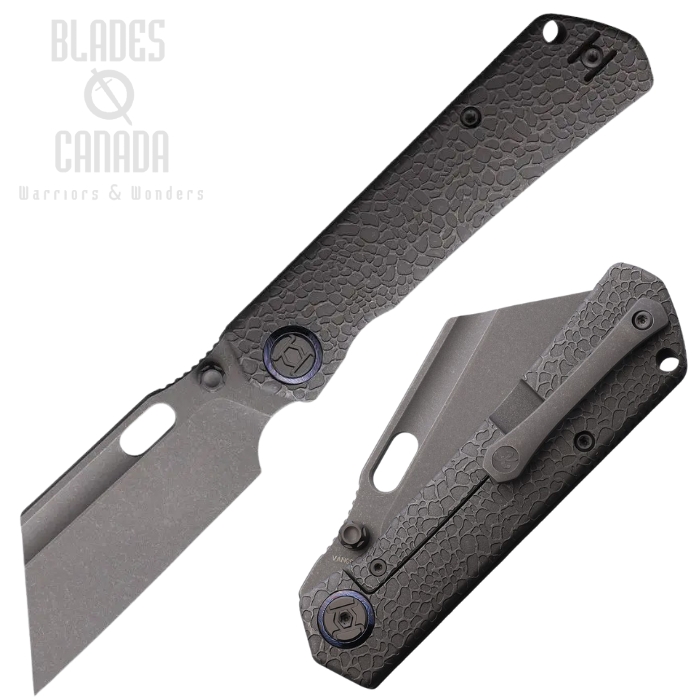 Kunwu Cochise Framelock Folding Knife, VANCRON Gray, Titanium Honeydew, K711TR21