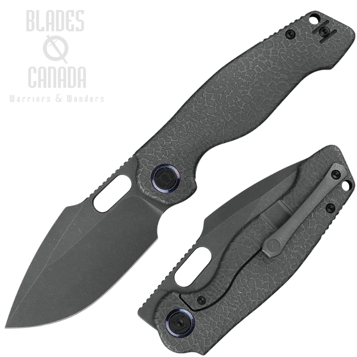 (image for) Kunwu Gringo Framelock Folding Knife, S390 Stonewash, Titnaium Honeydew Texture, 712T-1S