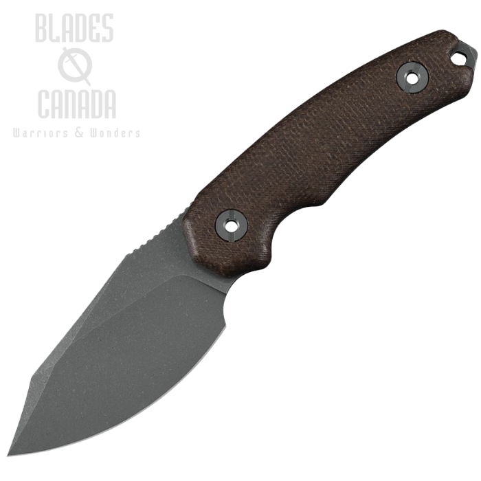 Kunwu Stiffy D Fixed Blade Knife, VANADIS4 SW, Micarta Brown Burlap, Kydex Sheath, F706BR-1