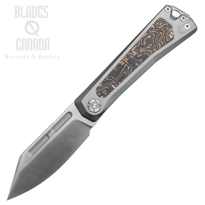 Kunwu Geezer Slipjoint Folding Knife, Elmax Satin, Titanium Gray/Copper Foil, J708T1