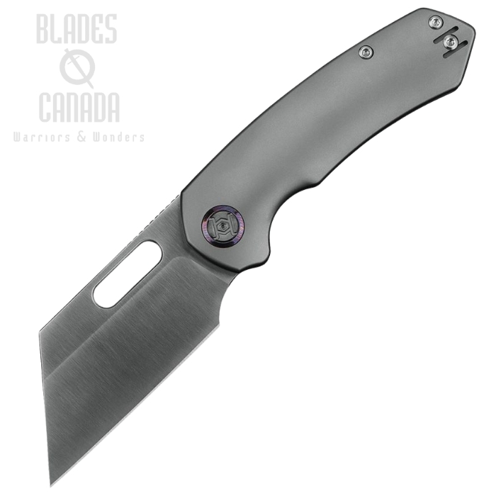 Kunwu Primo Framelock Folding Knife, Vancron Satin, Titanium Bead Blast, 710T1A
