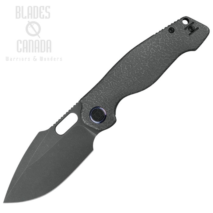 Kunwu Gringo Framelock Folding Knife, S390 Stonewash, Titnaium Honeydew Texture, 712T1S