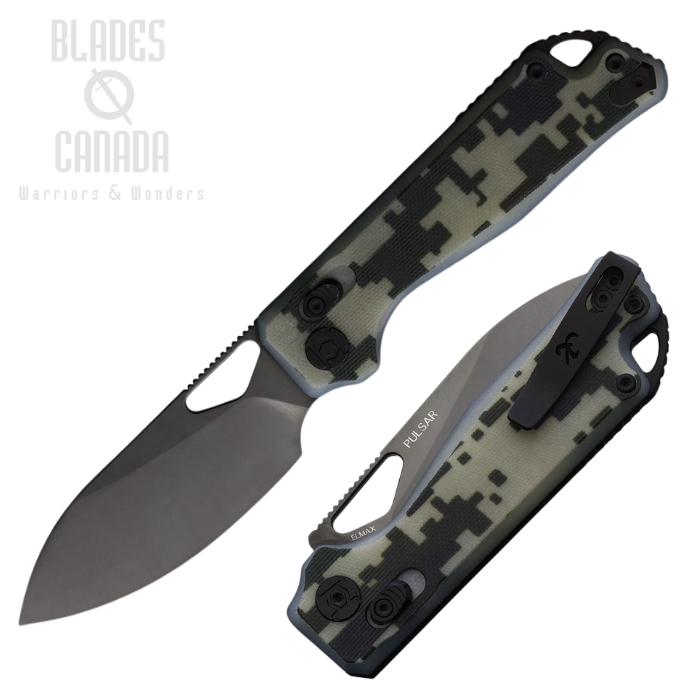 Kunwu Pulsar XT Folding Knife, Elmax Black, G10 Digital Camo, KUNX705MO