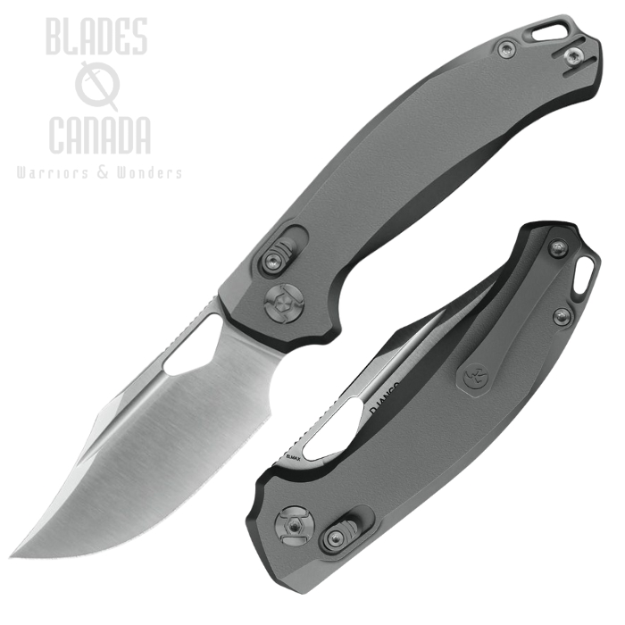 Kunwu Django Crossbar Lock Folding Knife, Elmax Satin, Titanium Orange Peel, KUNX707T2