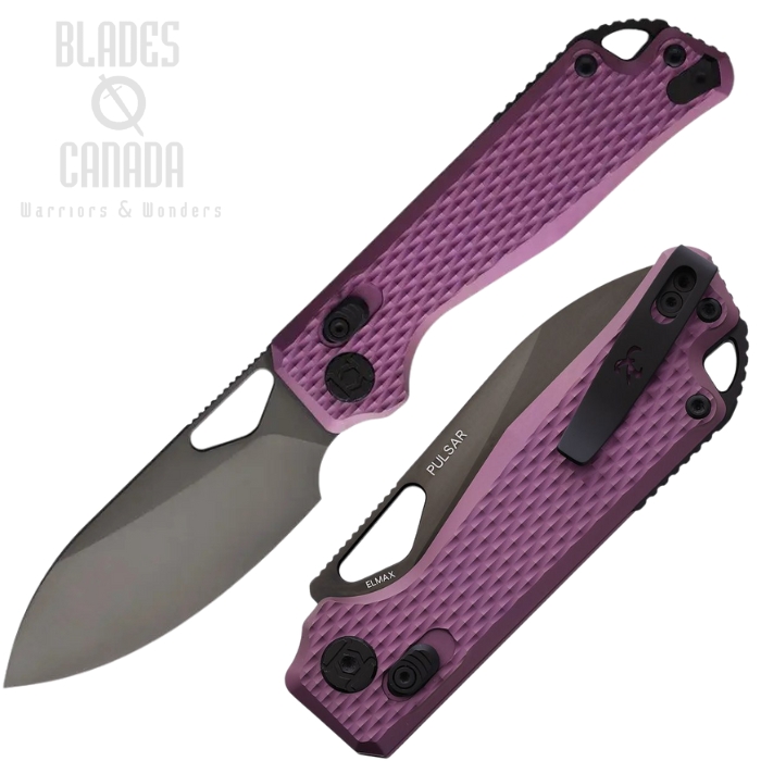 Kunwu Pulsar XT Lock Folding Knife, Elmax Black, Titanium Purple Textured, X705T3