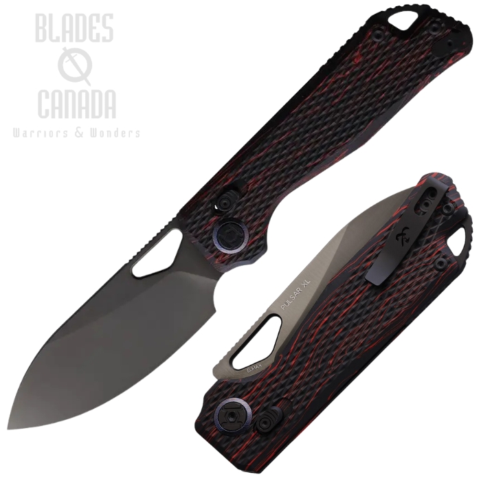 Kunwu Pulsar XT Lock Folding Knife, Elmax Black, G10 Black/Red Textured, X705XLA2