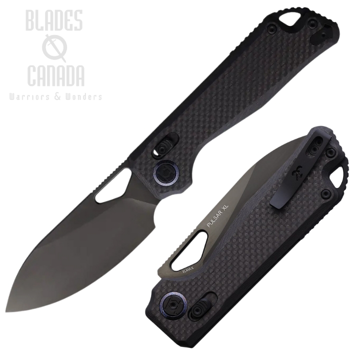 Kunwu Pulsar XT Lock Folding Knife, Elmax Black, G10 Carbon Fiber Pattern, X705XLF