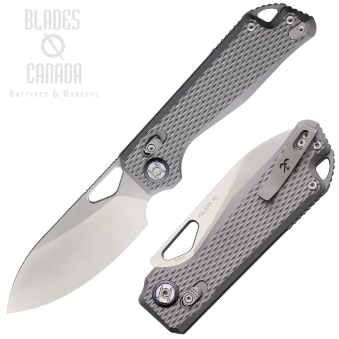 Kunwu Pulsar XT Lock Folding Knife, Elmax Satin, Titanium Gray Textured, X705XLT1
