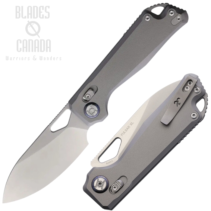 Kunwu Pulsar XT Lock Folding Knife, Elmax Satin, Titanium Orange Peel, X705XLT2