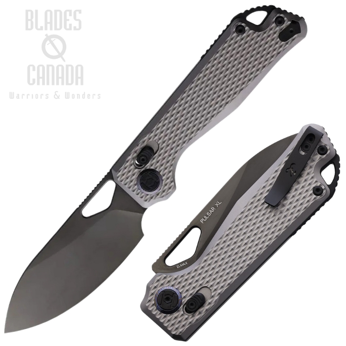 Kunwu Pulsar XT Lock Folding Knife, Elmax Black, Titanium Gray Textured, X705XLT3