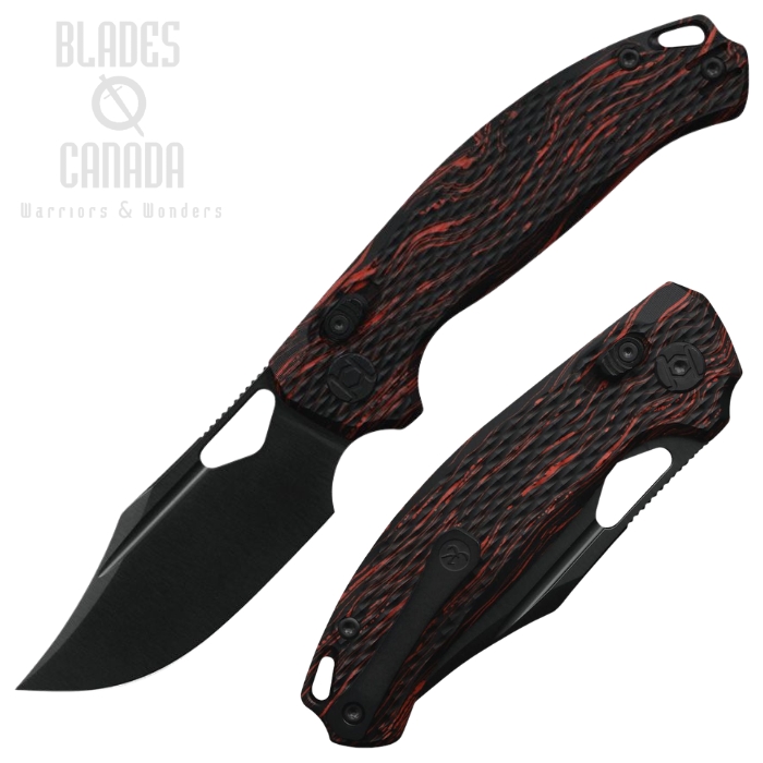 (image for) Kunwu Django Crossbar Lock Folding Knife, Elmax Black, G10 Black/Red Textured, KUNX707A1