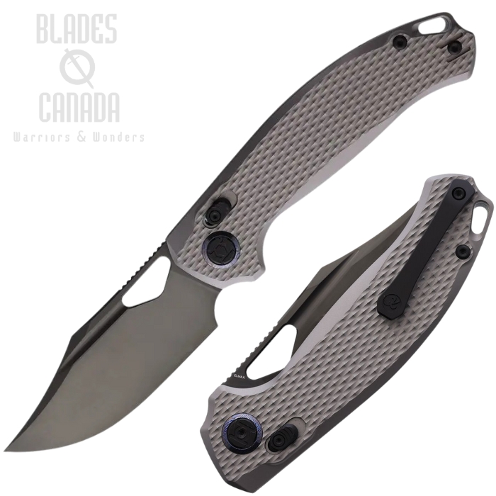 Kunwu Django XL XT Lock Folding Knife, Elmax Black, Titanium Diamond Texture, X707XLT3