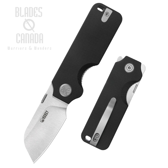 Kubey Boxer Flipper Folding Knife, 14C28N Satin, G10 Black, KU407A