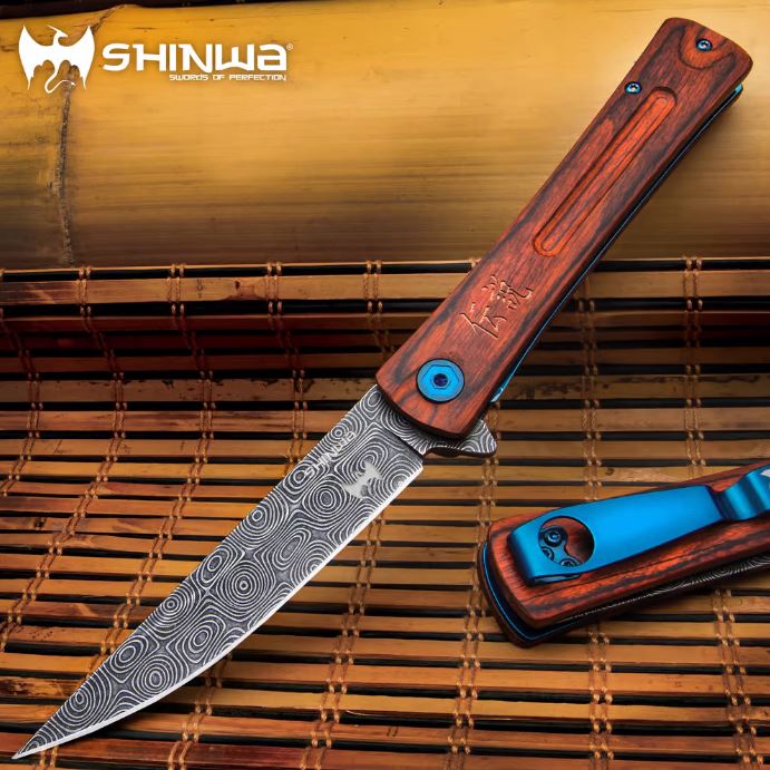 Shinwa Bloodwood Taito Flipper Folding Knife, Stainless Steel, KZ1065