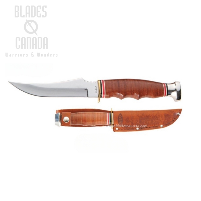 Ka-Bar Skinner Fixed Blade Knife, 1.4116 Steel, Leather Handle, Leather Sheath, 1233