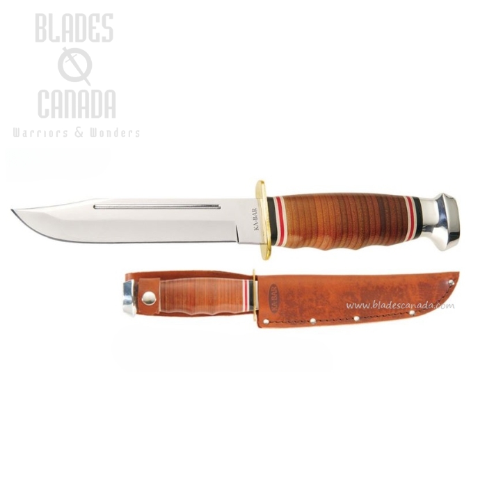 Ka-Bar Marine Hunter Fixed Blade Knife, 1.4116 Steel, Leather Handle, Leather Sheath, Ka1235