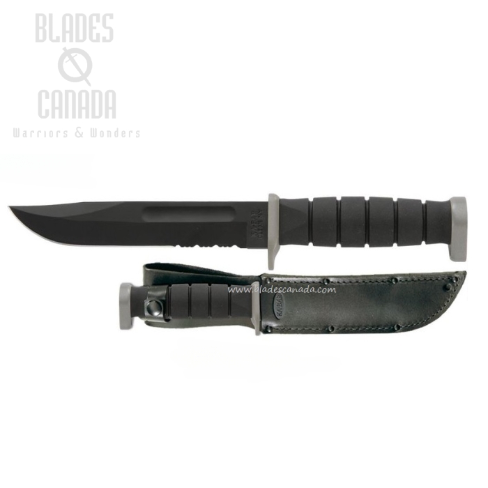 Ka-Bar Extreme Fighting Fixed Blade Knife, D2 w/Serration, Leather Sheath, 1283