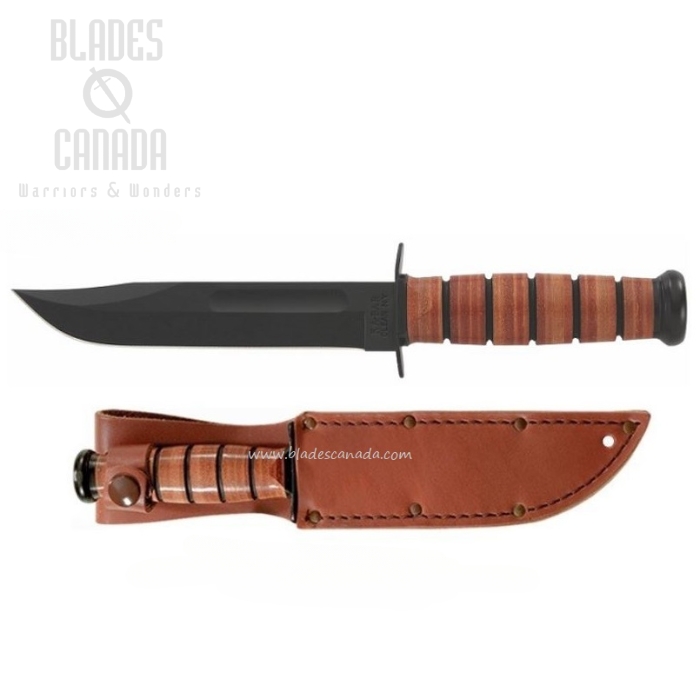 Ka-Bar Single Mark Fixed Blade Knife, 1095 Cro-Van, Leather Sheath, Ka1320