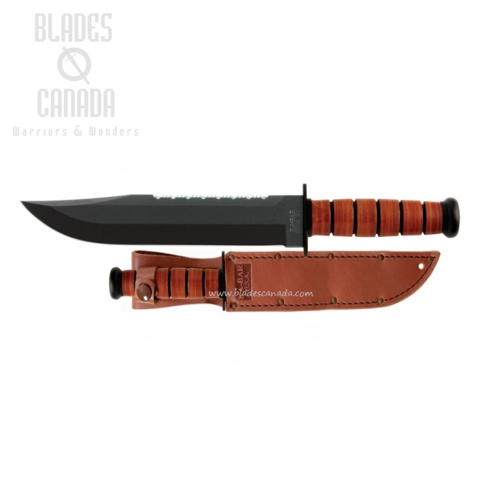 Ka-Bar Big Brother Fixed Blade Knife, 1095 w/Serration, Leather Sheath, 2217