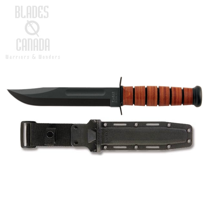 Ka-Bar US Army Fixed Blade Knife, 1095 Cro-Van, Leather Handle, Hard Sheath, 5020