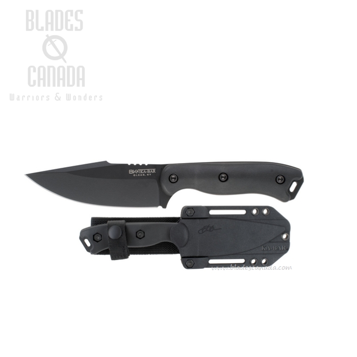Ka-Bar Becker Harpoon Fixed Blade Knife, 195 Cro-Van Black, Black Handles, BK18BK