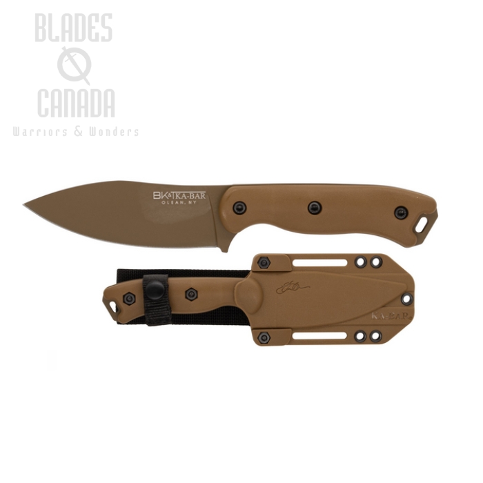 Ka-Bar BK19 Becker Nessmuk Fixed Blade Knife, 1095 Cro-Van, Ultramid Burnt Bronze