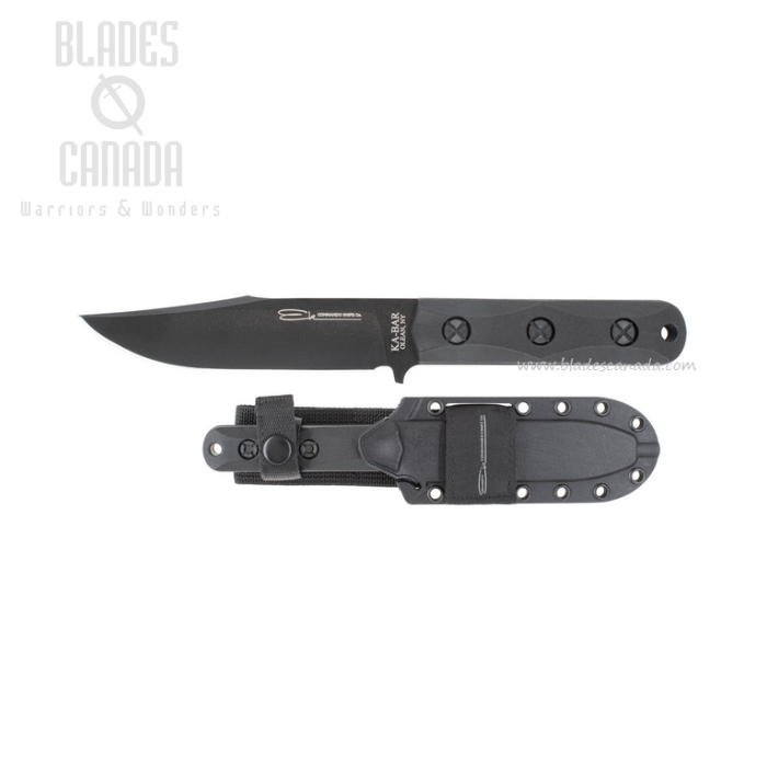 Ka-Bar Ek Commando Short Fixed Blade Knife, 1095 Clip Point, Celcon Sheath, EK50