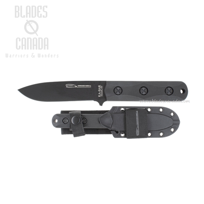Ka-Bar Ek Commando Short Fixed Blade Knife, 1095 Drop Point, Celcon Sheath, EK51