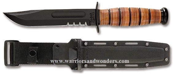 Ka-Bar US Army Fixed Blade Knife, 1095 Cro-Van, Leather Handle, Hard Sheath, 5019