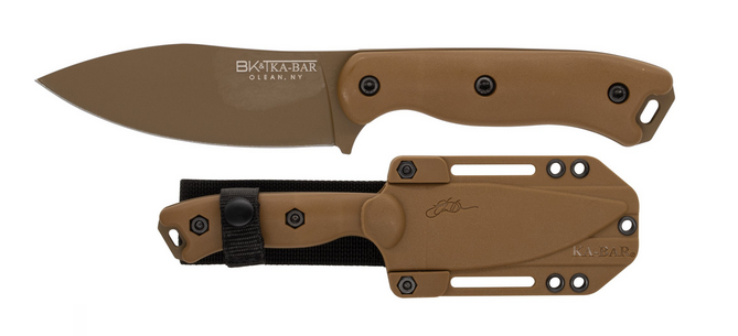 Ka-Bar BK19 Becker Nessmuk Fixed Blade Knife, 1095 Cro-Van, Ultramid Burnt Bronze